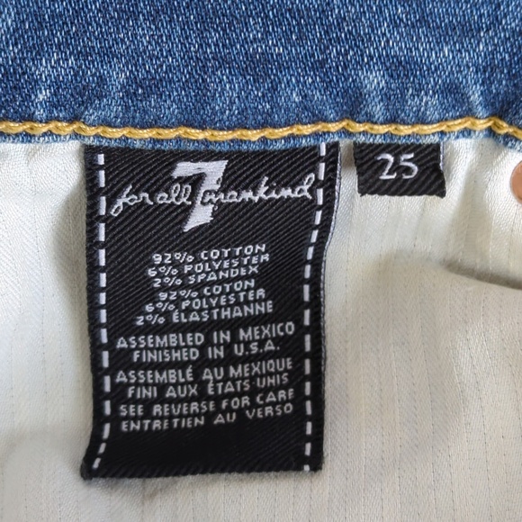 7 for all mankind The Ankle Skinny Split Raw Hem Jeans 25W - Picture 3 of 11